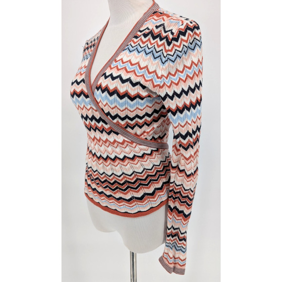 Lascana Boho Wrap Cardigan Chevron Knit Indie Retro 90s Style Multi Print 4/6 - Picture 5 of 10
